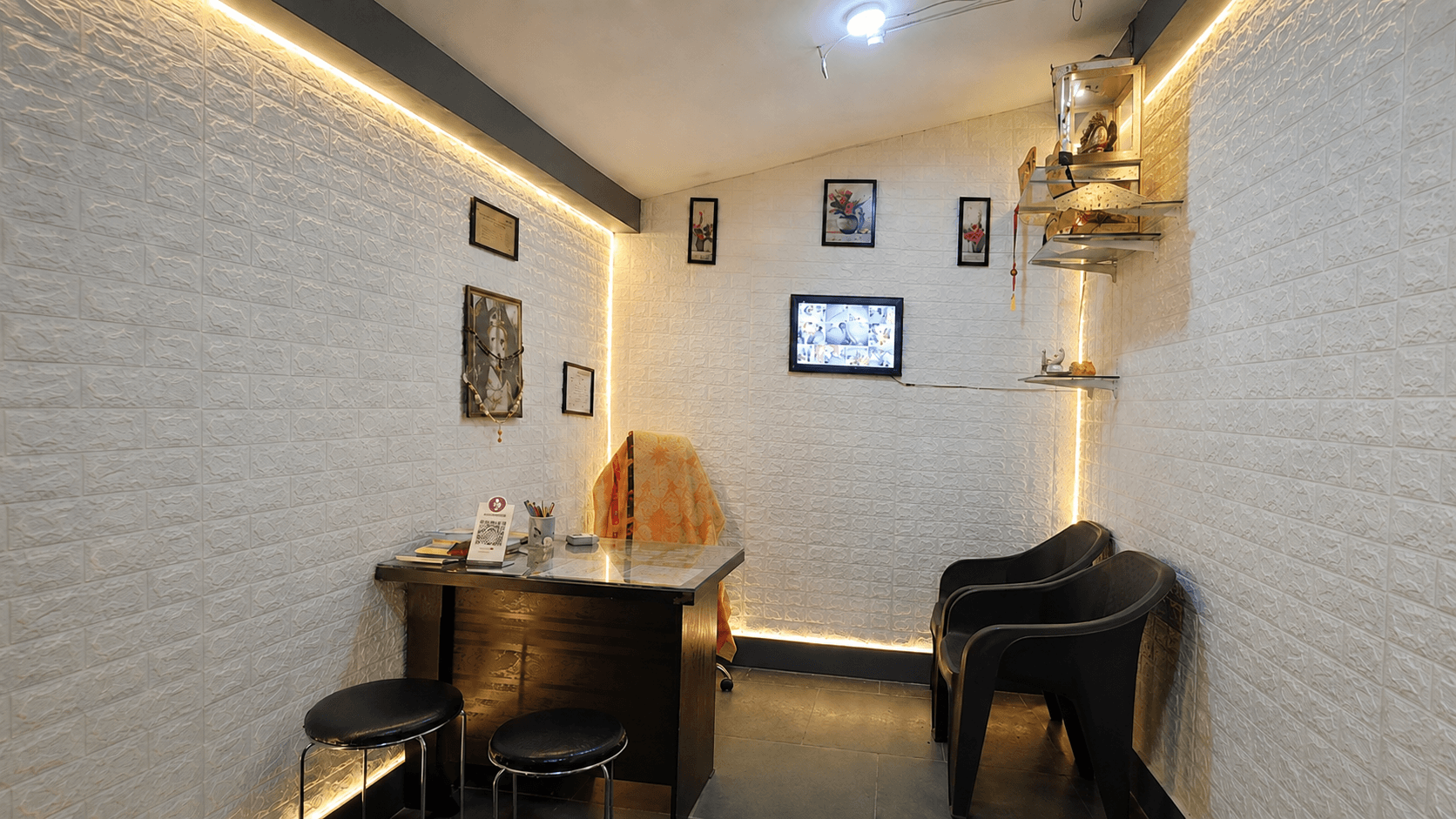 The studio reception and waiting area